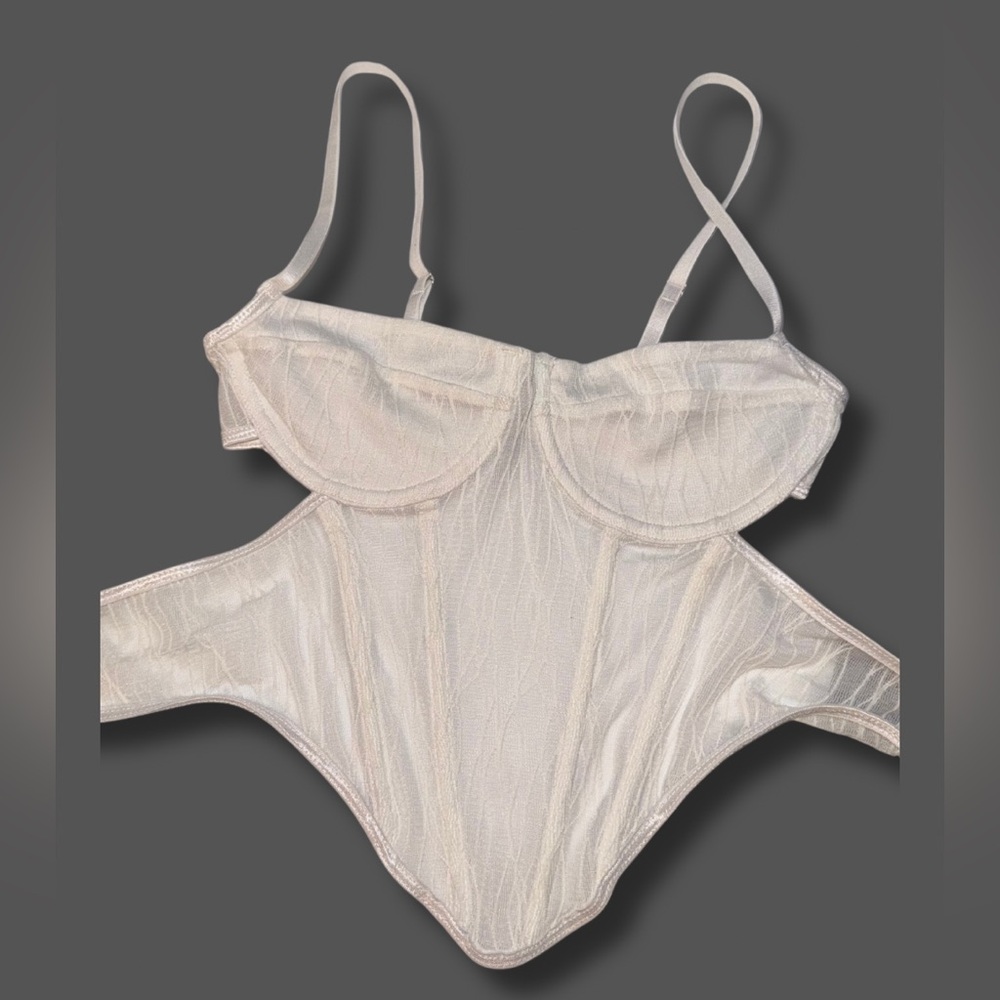 SHEIN Cream Underwire Corset Top
